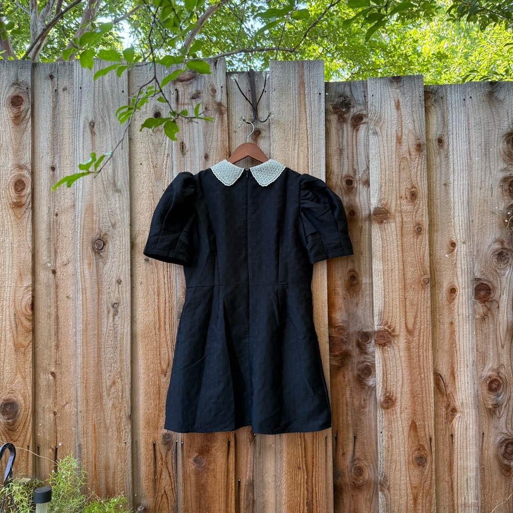 Sister Jane Black Jacquard Bead Peter-Pan Collar Puff Sleeve Mini Dress 🌿 - Picture 8 of 10